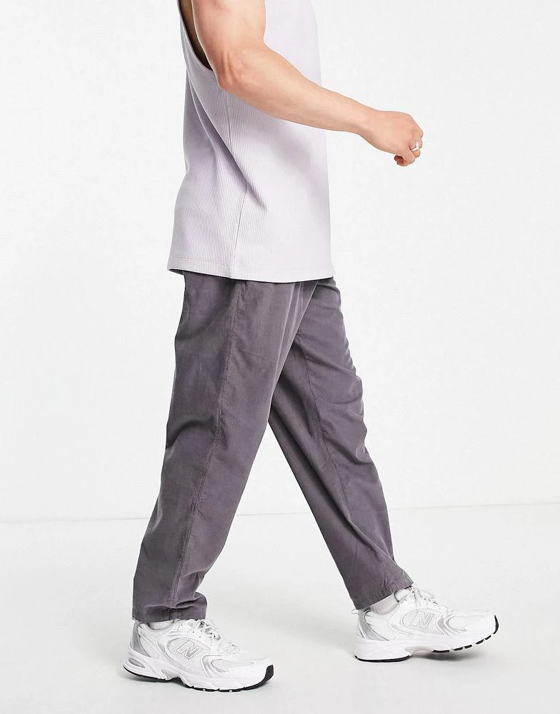 商品ASOS|ASOS DESIGN balloon fit trousers in charcoal cord,价格¥141,第1张图片