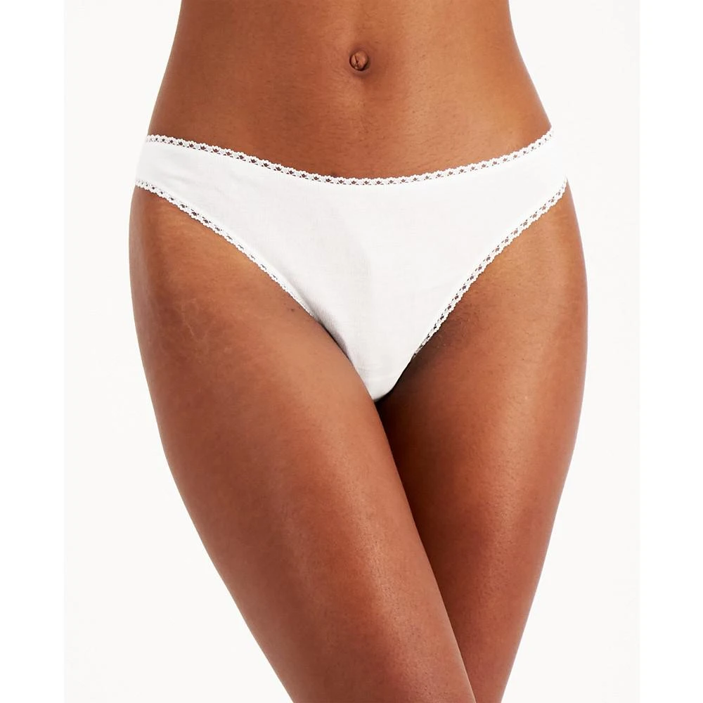 商品Charter Club|Everyday Cotton Women's Lace-Trim Thong, Created for Macy's,价格¥9,第1张图片