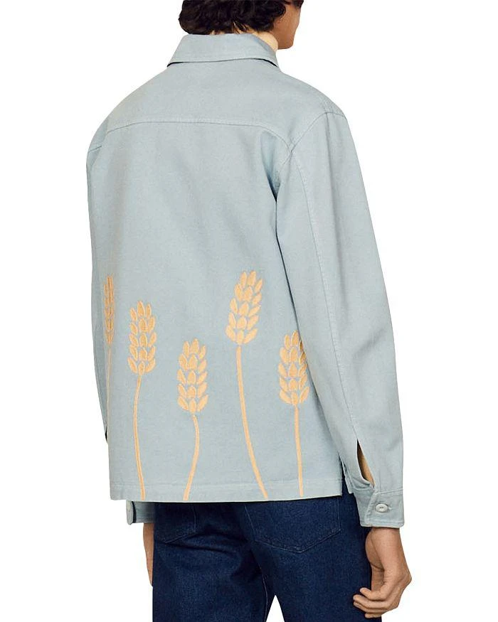 商品Sandro|Wheat Embroidered Denim Worker Jacket,价格¥1981,第2张图片详细描述
