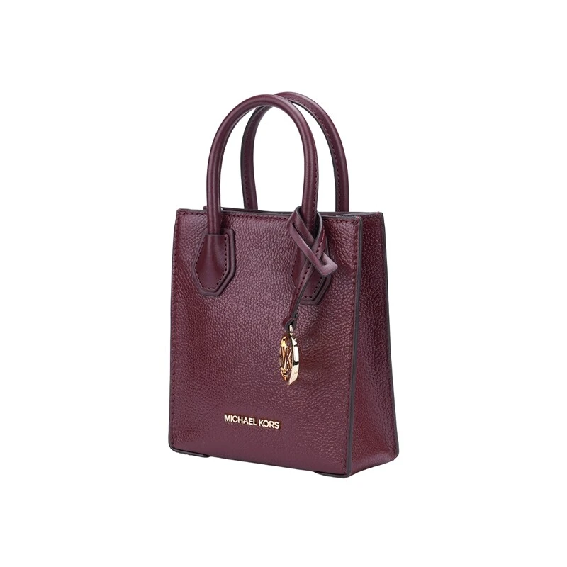 Michael Kors 奥莱款 MERCER超小号纯色皮革女士手提斜挎购物包 35S1GM9T0L MERLOT 商品