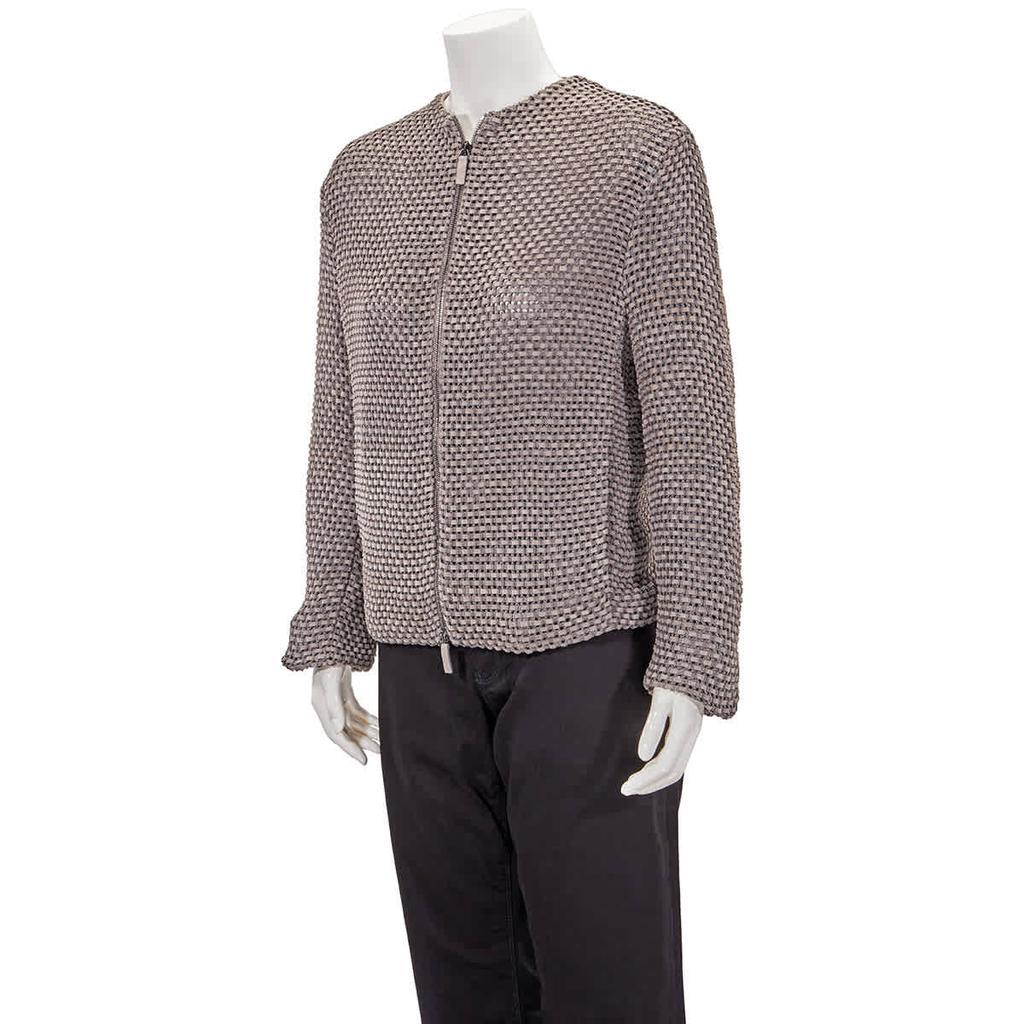 商品Emporio Armani|Emporio Armani Grey Knit-Jacquard Jacket, Brand Size 48 (US Size 14),价格¥2854,第4张图片详细描述