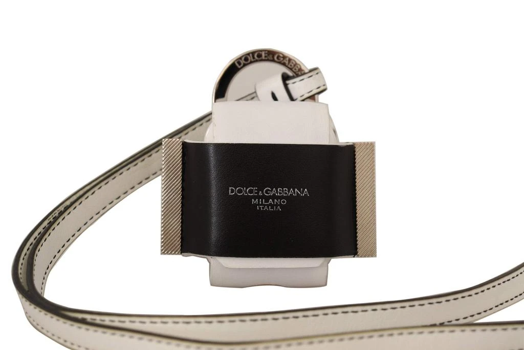 商品Dolce & Gabbana|Dolce & Gabbana White Black Leather Strap Silver Metal Logo Airpods Case,价格¥1625,第1张图片