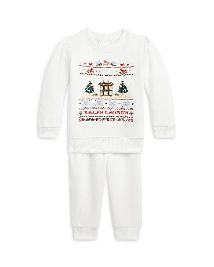 商品Ralph Lauren|Girls' Fleece Embroidered Graphic Sweatshirt & Jogger Pants Set - Baby,价格¥264,第1张图片