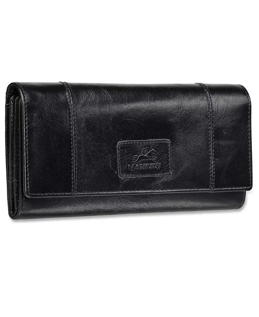 商品Mancini Leather Goods|Casablanca Collection RFID Secure Ladies Trifold Wing Wallet,价格¥430,第5张图片详细描述