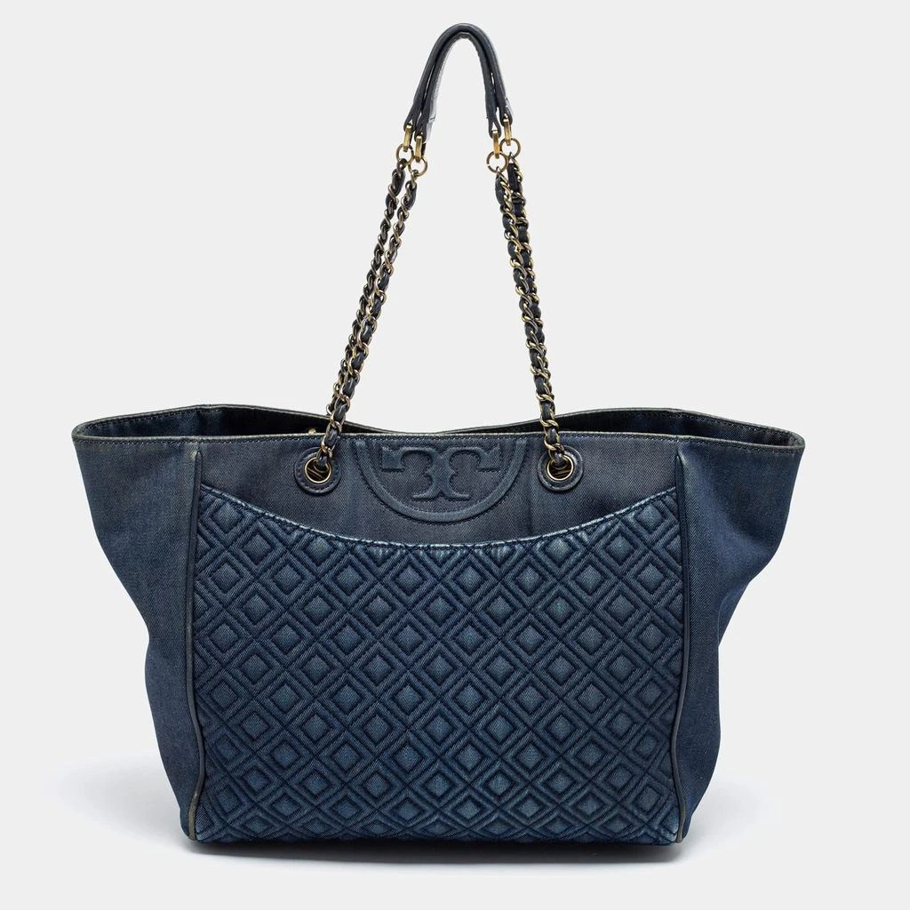 商品[二手商品] Tory Burch|Tory Burch Blue Quilted Denim Fleming Tote,价格¥1038,第1张图片