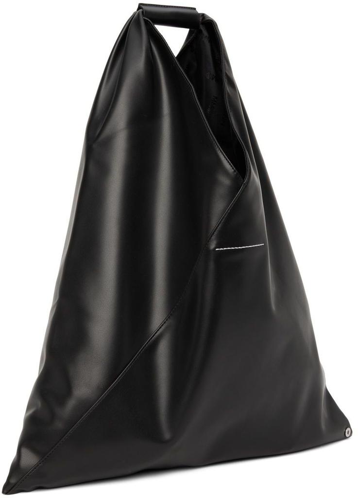 Black Faux-Leather Triangle Tote商品第3张图片规格展示