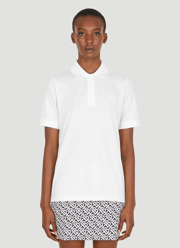 商品Burberry|TB Logo Embroidery Polo Shirt in White,价格¥4566,第1张图片