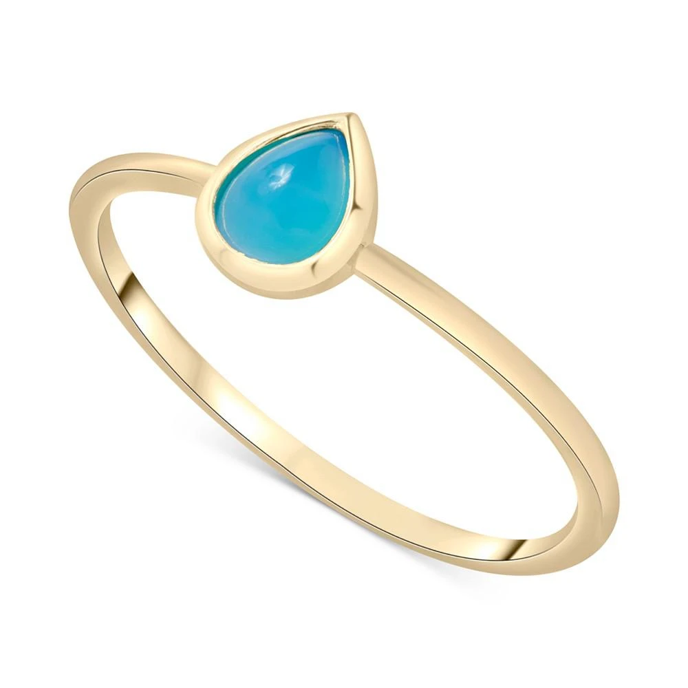 商品Macy's|Blue Chalcedony Pear Solitaire Ring in 14k Gold-Plated Sterling Silver,价格¥925,第1张图片