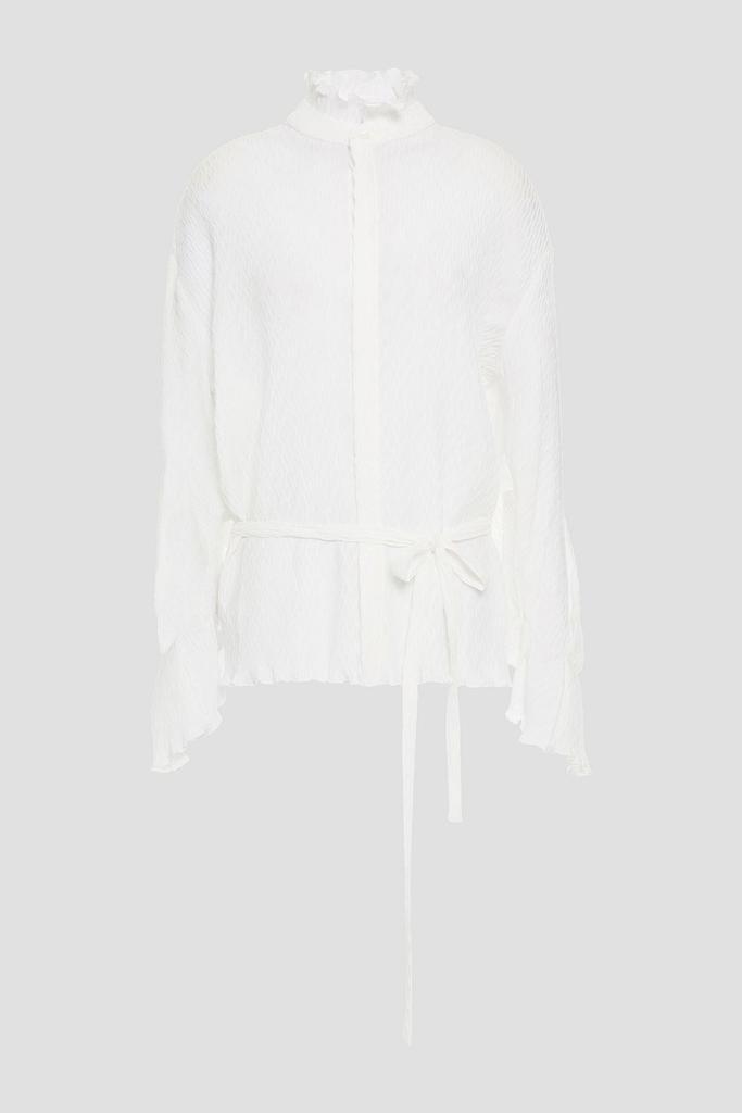 商品ROLAND MOURET|Sparrow belted plissé crepe de chine blouse,价格¥2444,第1张图片