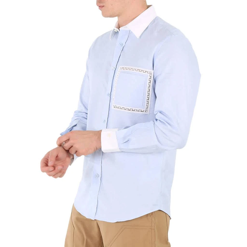 商品Burberry|Pale Blue Cotton Lace Detail Classic Fit Oxford Shirt,价格¥1844,第3张图片详细描述