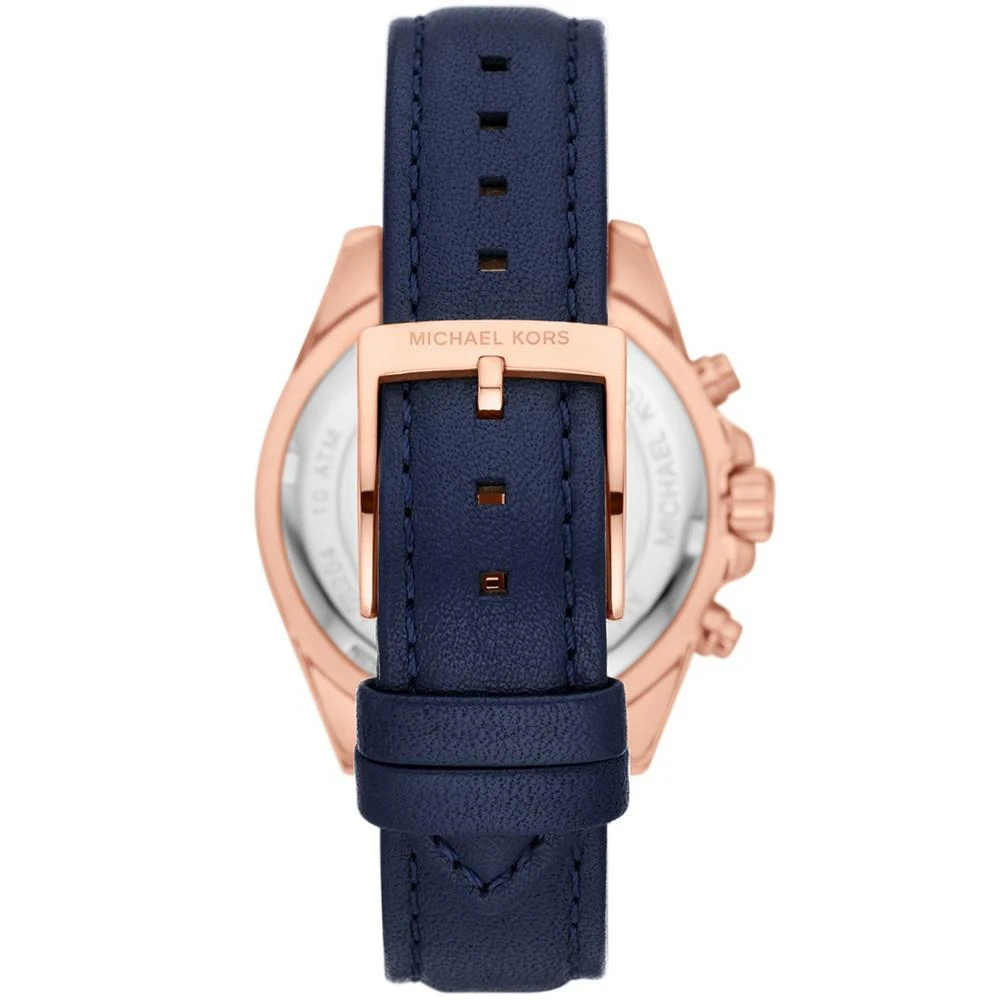 商品Michael Kors|Women's Bradshaw Chronograph Navy Leather Strap Watch 36mm,价格¥1405,第2张图片详细描述