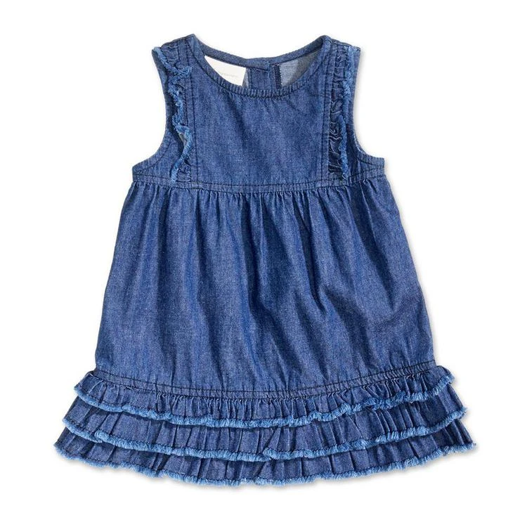 商品First Impressions|Distressed Cotton Denim Ruffle Dress, Baby Girls, Created for Macy's,价格¥85,第1张图片