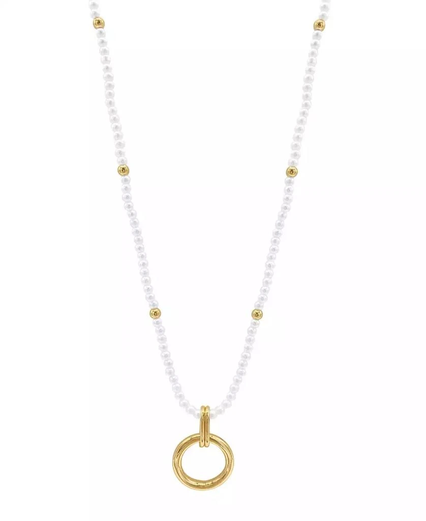 商品ADORNIA|29-32" Adjustable 14K Gold Plated Imitation Pearl Beaded Ring Pendant Necklace,价格¥165,第1张图片