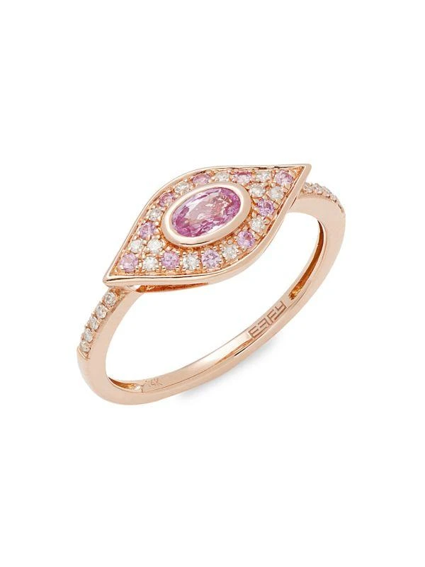 商品Effy|14K Rose Gold, Sapphire & Diamond Ring,价格¥4645,第1张图片