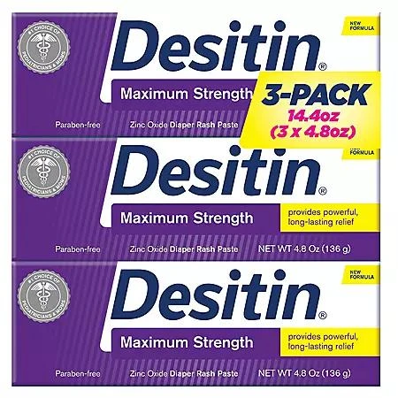 商品Desitin|Desitin Maximum Strength Diaper Rash Paste 4.8 oz., 3 pk.,价格¥144,第1张图片