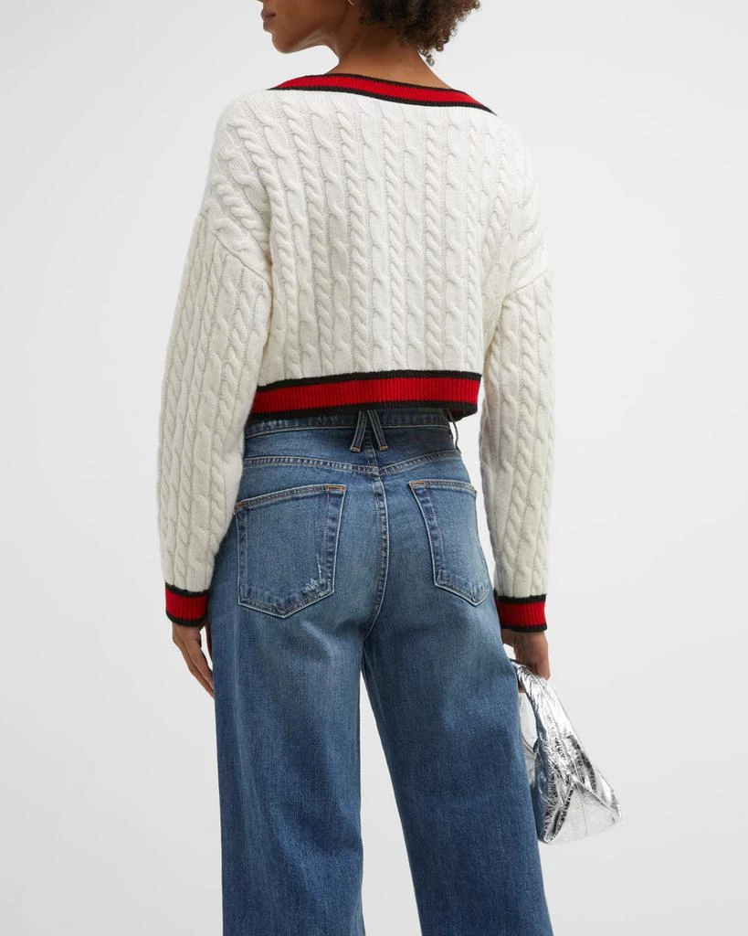 Ayden Cropped V-Neck Cable-Knit Sweater 商品
