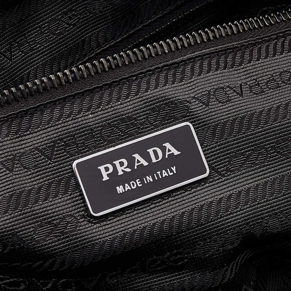 Prada Grey/White Vitello Drive and Perforated Leather Bowler Bag商品第8张图片规格展示