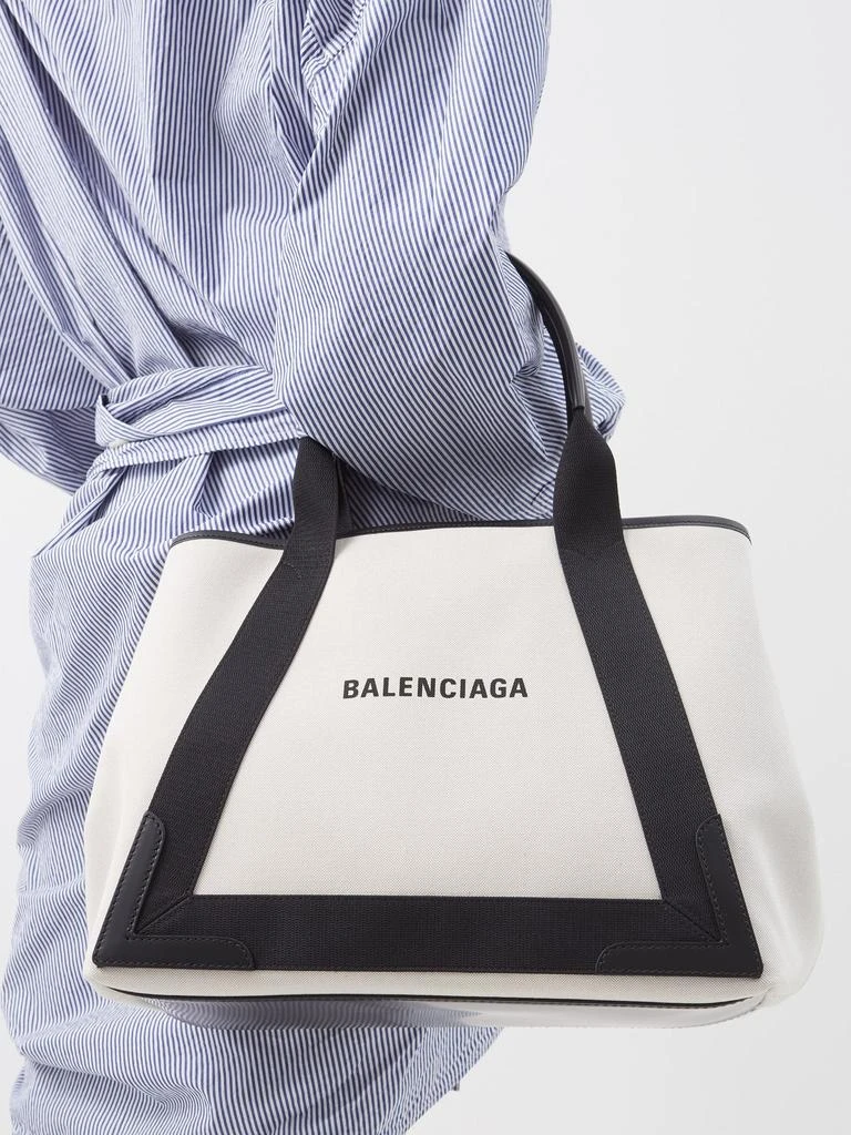 商品Balenciaga|Cabas M logo-print leather-trim canvas bag,价格¥10357,第3张图片详细描述