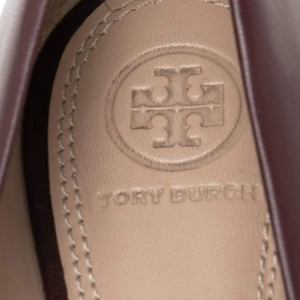 Tory Burch Burgundy Leather Bow Ballet Flats Size 38 商品