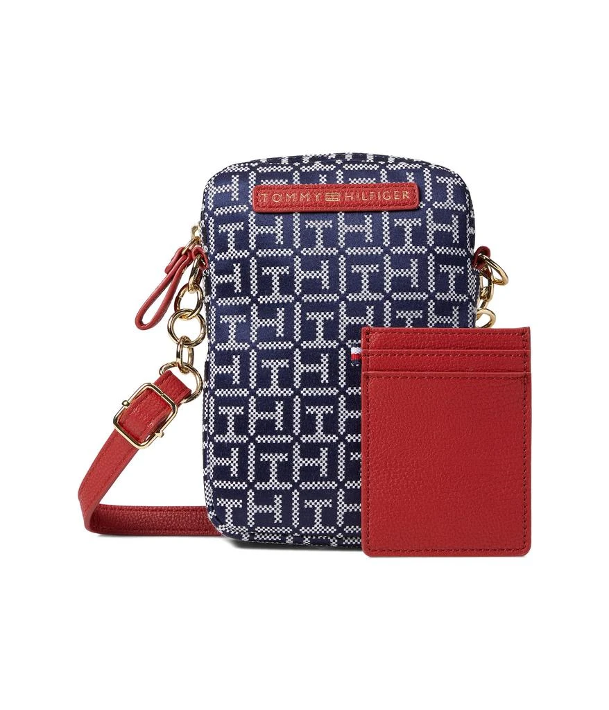 商品Tommy Hilfiger|Phone Crossbody Top Zip Phone Crossbody with Card Case Square Monogram Jacquard,价格¥467,第1张图片