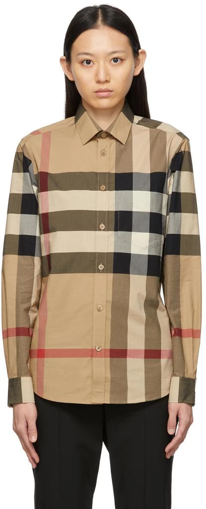 商品Burberry|驼色格纹衬衫,价格¥6038,第1张图片