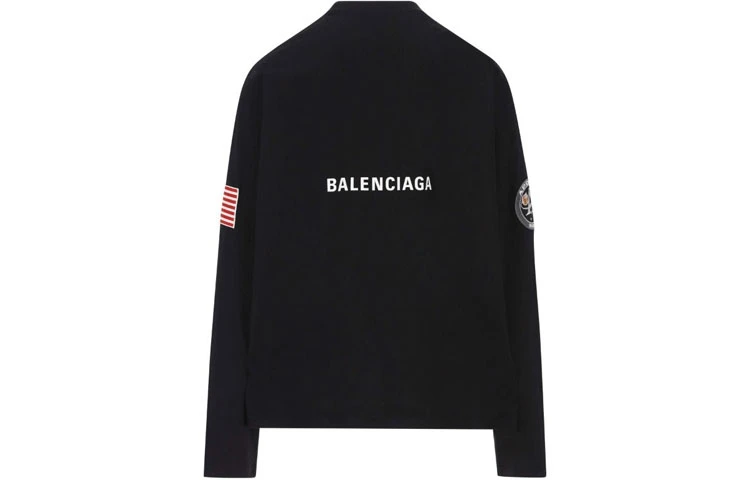 商品[国内直发] Balenciaga|巴黎世家 x nasa 联名款 太空船印花半高领长袖T恤 男款 黑色,价格¥4376,第3张图片详细描述