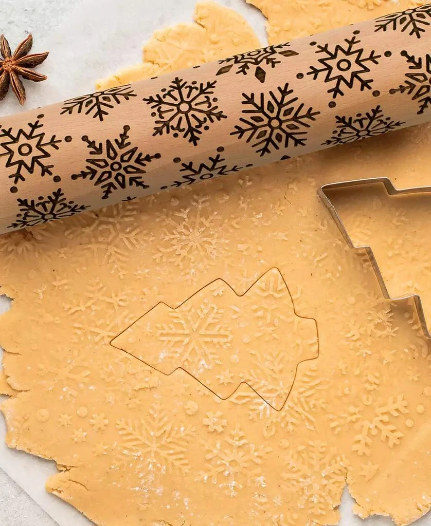 商品Mrs. Anderson's Baking|Snowflake Design Embossing Rolling Pin European Beechwood,价格¥386,第3张图片详细描述