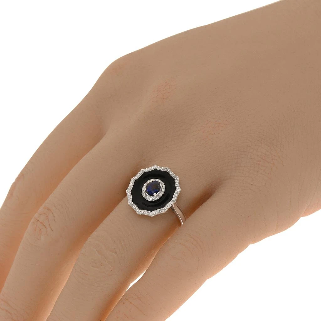 商品Zydo|Zydo 18K White Gold And Enamel, 0.40ct.tw. Blue Sapphires And 0.24ct.tw. Diamonds Cocktail Ring Sz. 7,价格¥6042,第2张图片详细描述