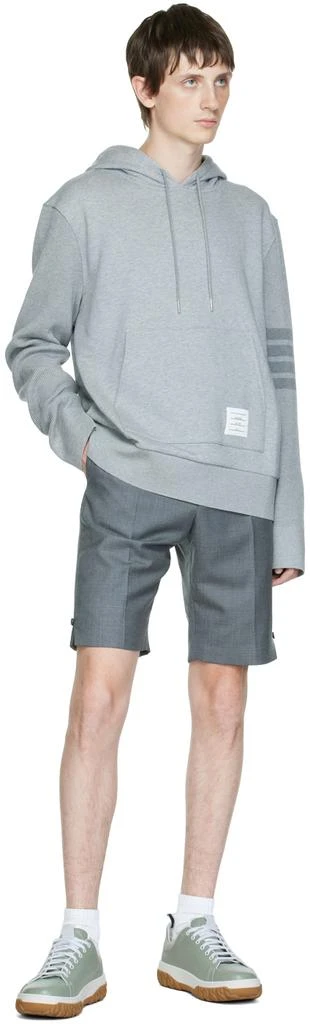 商品Thom Browne|Gray Loopback 4-Bar Hoodie,价格¥9204,第4张图片详细描述