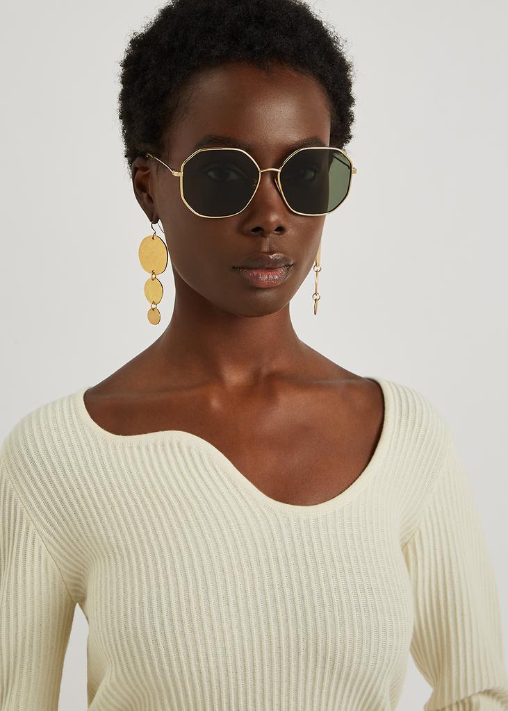 商品Celine|Gold-tone octagon-frame sunglasses,价格¥2724,第6张图片详细描述