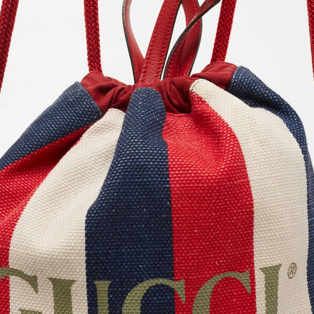 商品[二手商品] Gucci|Gucci Multicolor Canvas Sylvie Stripe Drawstring Backpack,价格¥3815,第5张图片详细描述