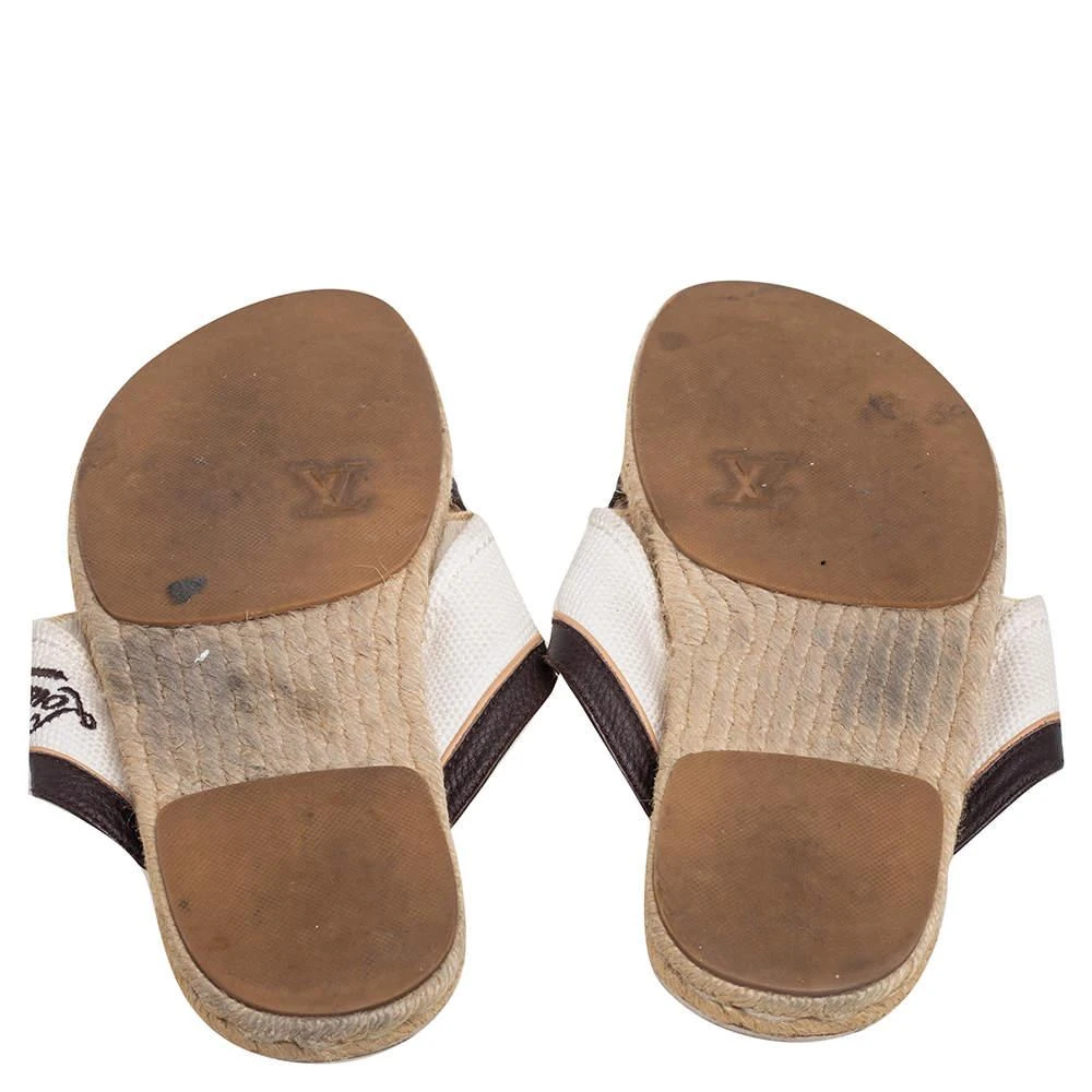 Louis Vuitton Canvas and Leather Logo Cross Strap Flat Sandals Size 41 商品