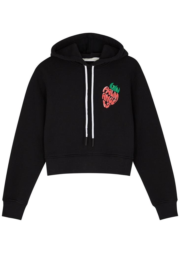 Black logo hooded cotton sweatshirt商品第1张图片规格展示