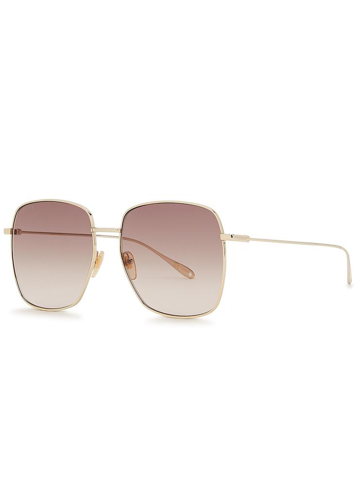 Gold-tone oversized square-frame sunglasses商品第5张图片规格展示