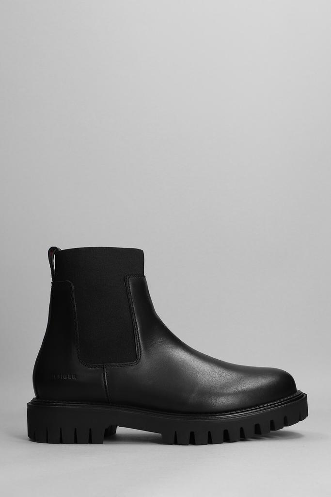 Tommy Hilfiger Premium Casua Ankle Boots In Black Leather商品第1张图片规格展示