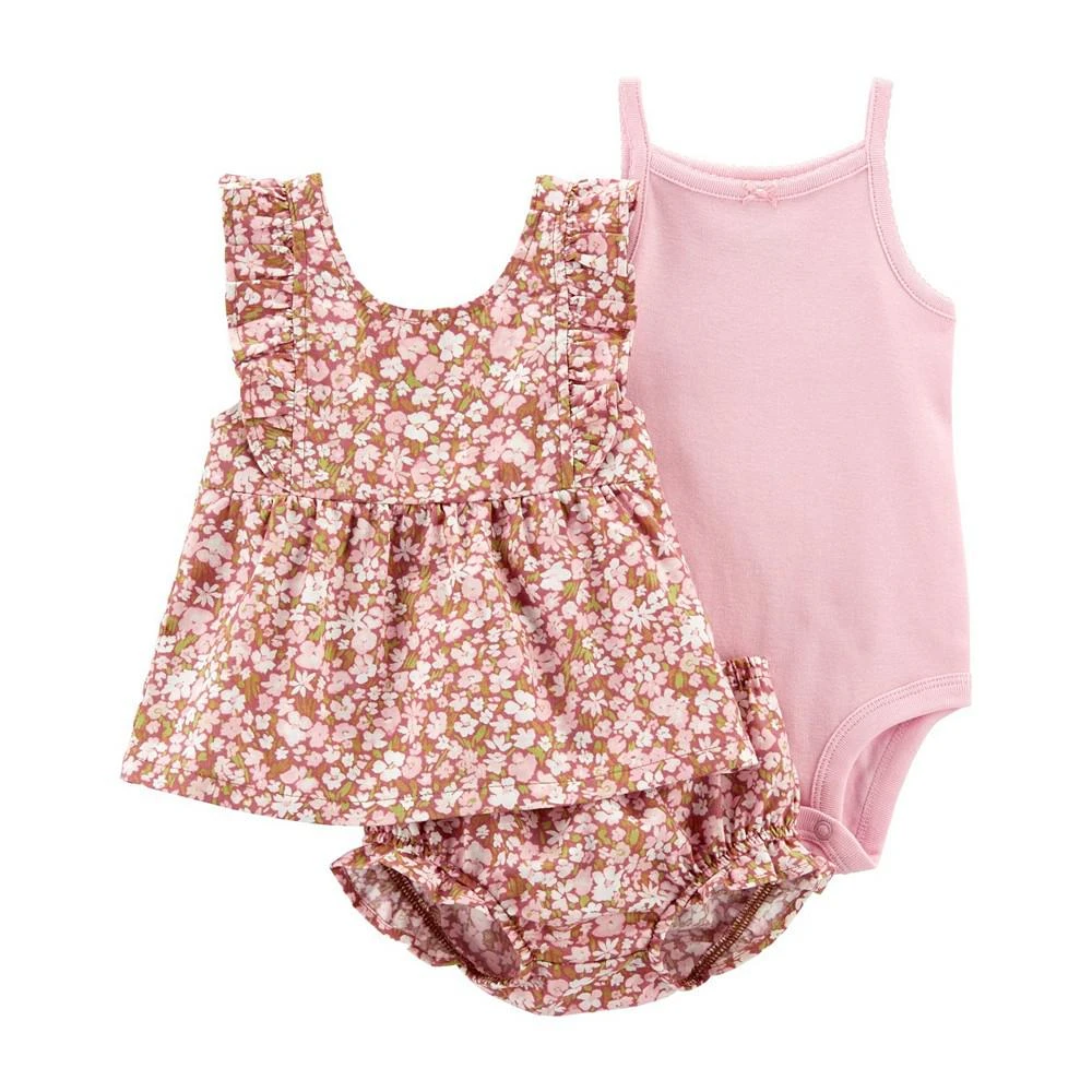 商品Carter's|Baby Girls Top, Bodysuit and Floral Diaper Cover, 3 Piece Set,价格¥120,第1张图片
