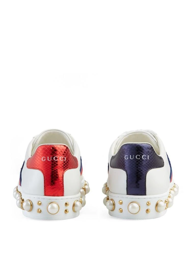 商品Gucci|Gucci - New Ace Faux Pearl Studded Leather Low-Top Sneakers,价格¥8246,第2张图片详细描述