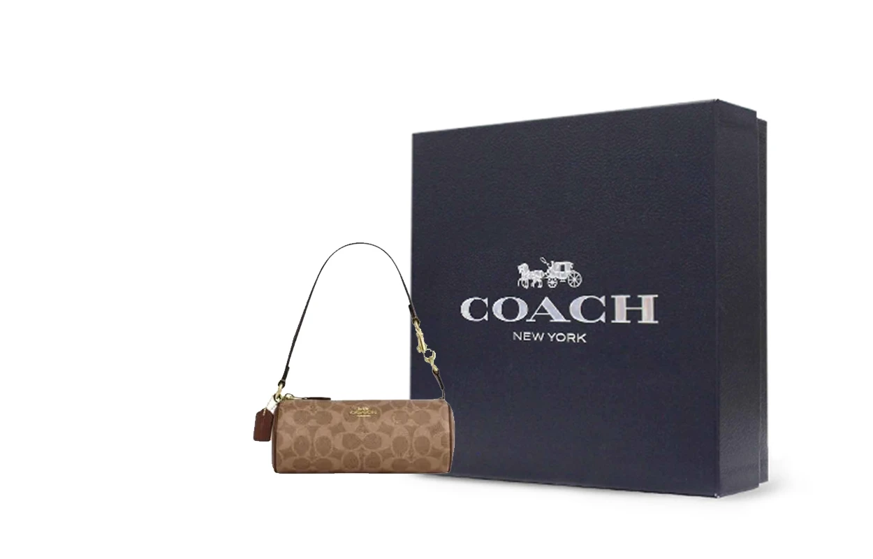 商品[国内直发] Coach|蔻驰 品牌徽标 PVC拼皮 单肩包 常规小号 女款 焦糖色,价格¥971,第4张图片详细描述
