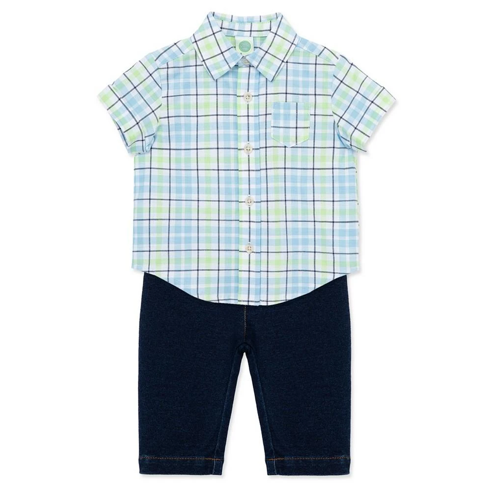 商品Little Me|Baby Boys Plaid Button Front Shirt and Pants Set,价格¥298,第5张图片详细描述