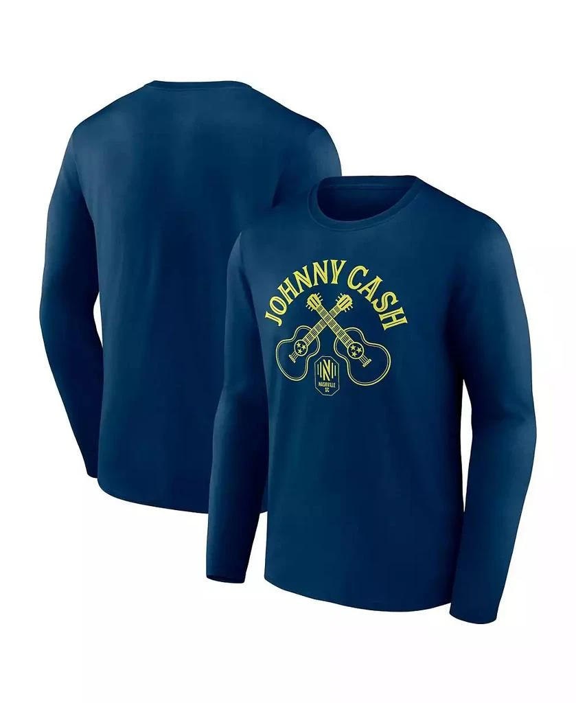 商品Fanatics|Men's Navy Nashville SC x Johnny Cash Guitar Long Sleeve T-shirt,价格¥261,第1张图片
