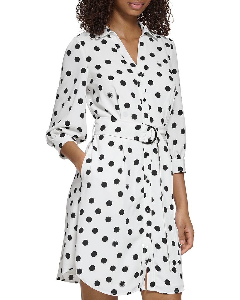 Belted Polka Dot Shirt Dress商品第4张图片规格展示
