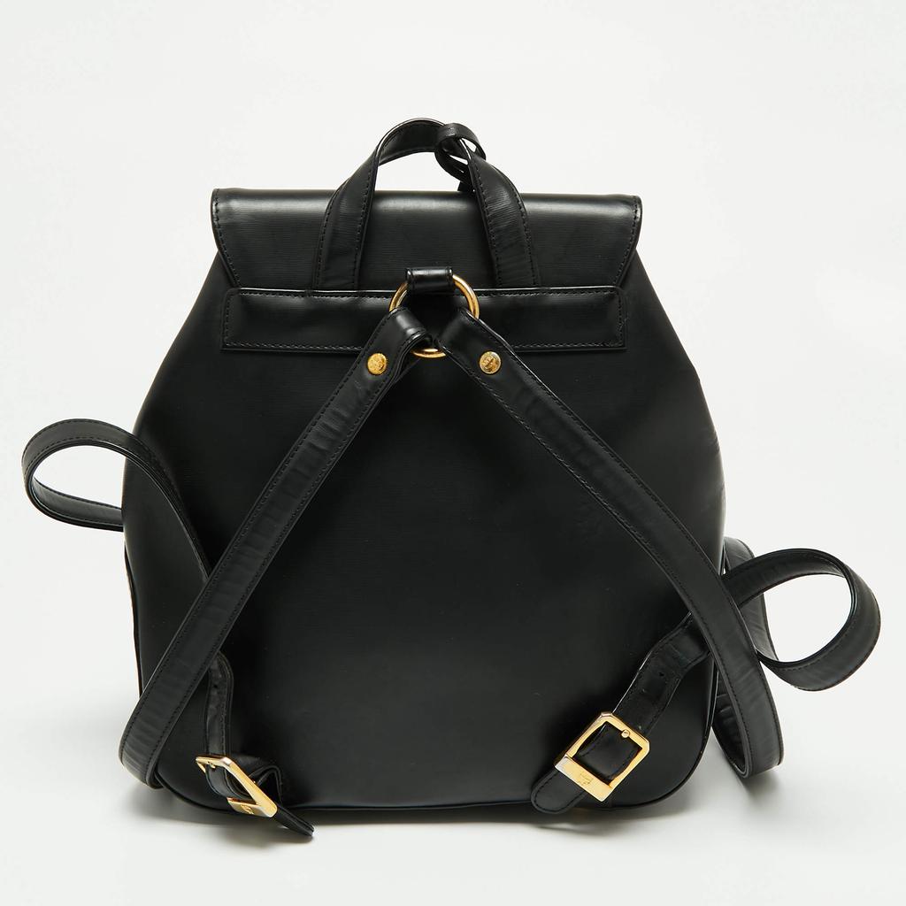 MCM Black Leather Front Pocket Flap Backpack商品第4张图片规格展示