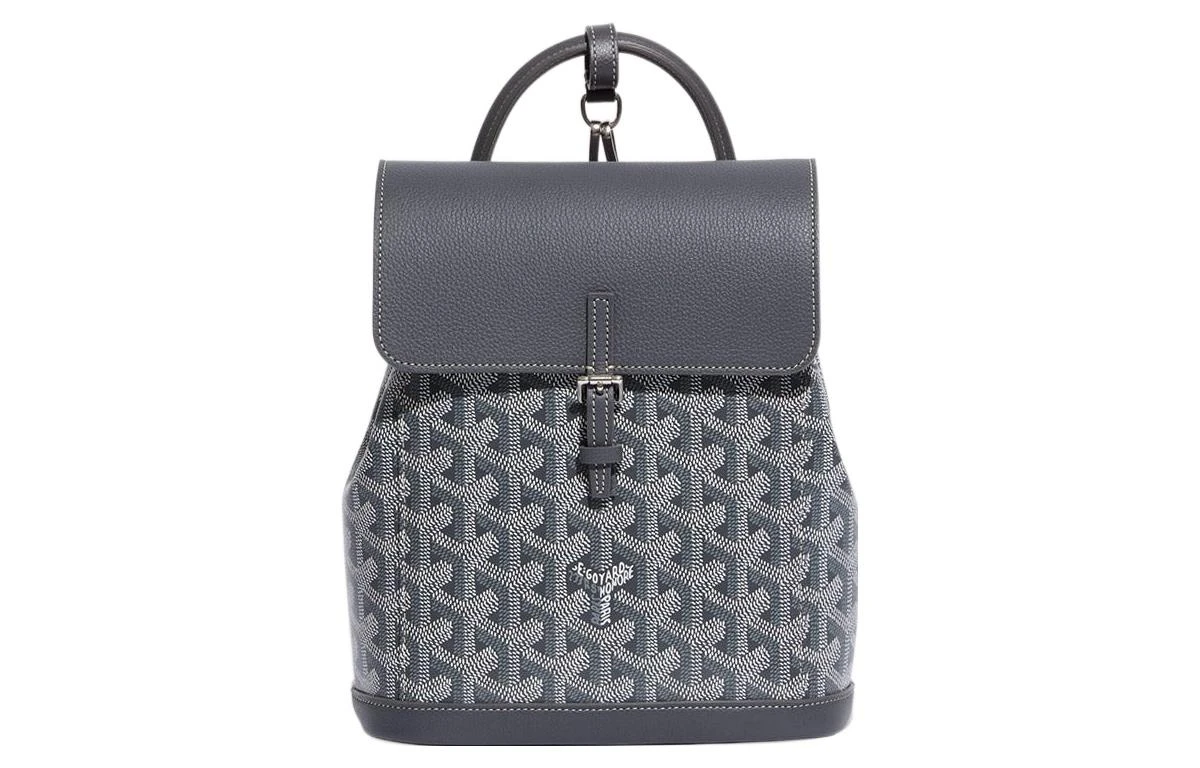 商品[国内直发] Goyard|戈雅 Alpine 老花满印可拆卸可调节肩带帆布拼牛皮背包双肩包 迷你 女款 灰色,价格¥30978,第1张图片