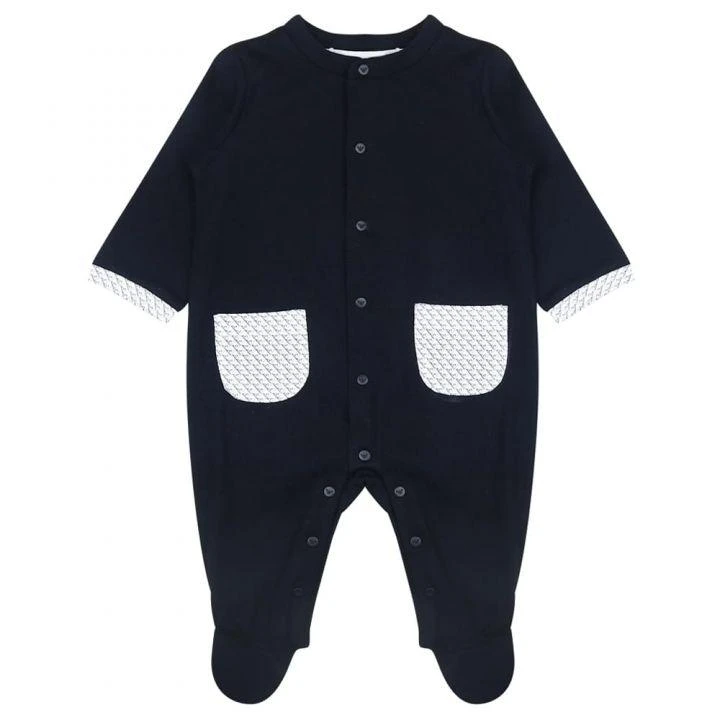 商品Emporio Armani|Cotton Navy Romper & Bib Gift Set,价格¥417,第3张图片详细描述