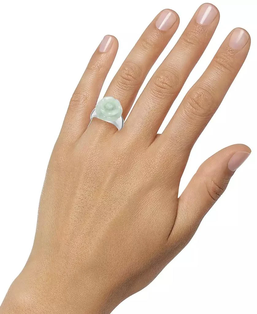 商品Macy's|Jade (16mm) Carved Flower Ring in Sterling Silver,价格¥847,第2张图片详细描述