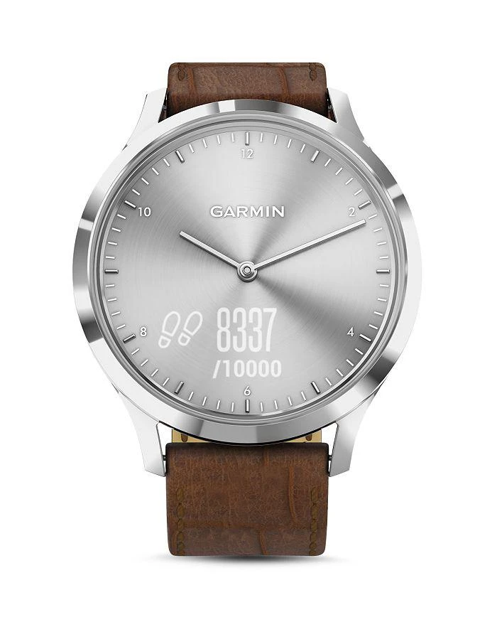 商品Garmin|Vivomove HR Brown Alligator-Embossed Leather Strap Touchscreen Hybrid Smartwatch, 43mm,价格¥2630,第4张图片详细描述