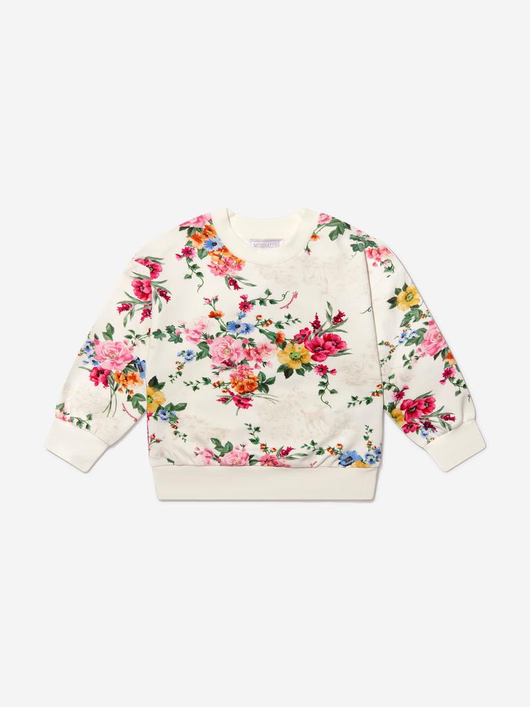 Monnalisa Ivory Girls Floral Print Sweatshirt商品第1张图片规格展示