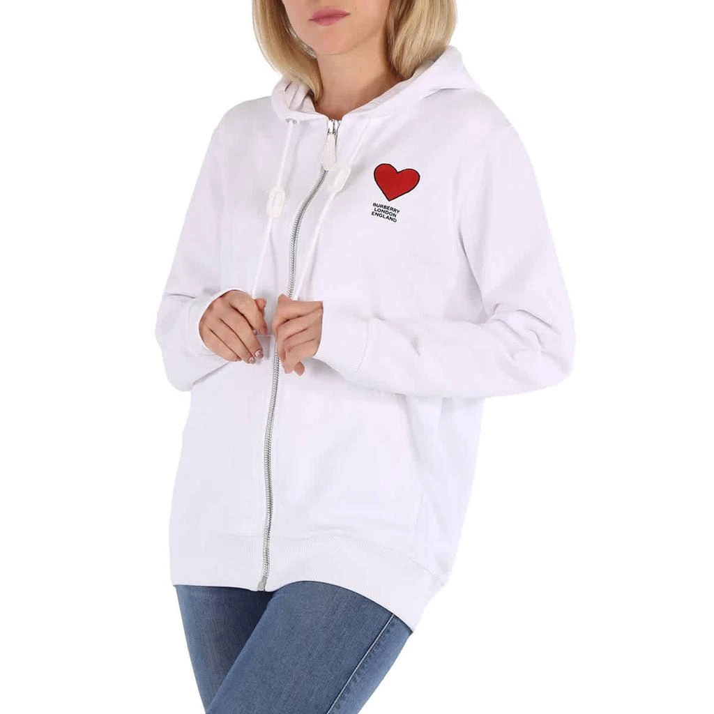 商品Burberry|Ladies Marlley White Heart-Embroidered Hoodie,价格¥1299,第3张图片详细描述