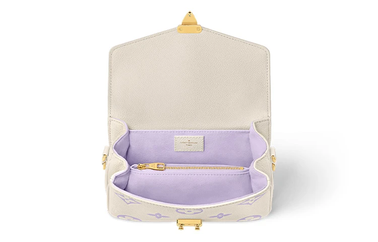 商品[国内直发] Louis Vuitton|Pochette Metis EW 可拆卸可调节肩带S锁式闭合 牛皮 小邮差包手提单肩斜挎包 女款 拿铁白拼淡紫色,价格¥32057,第5张图片详细描述