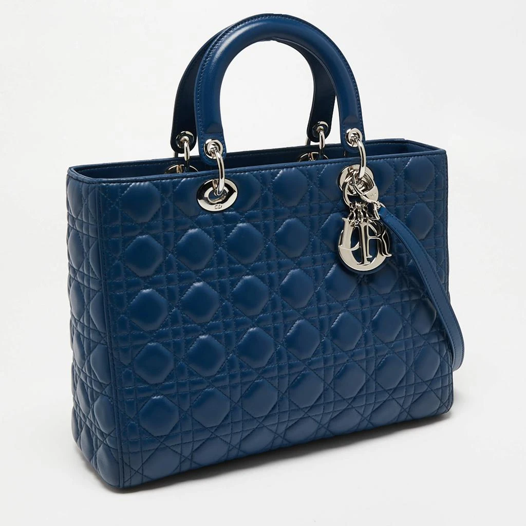商品[二手商品] Dior|Dior Blue Leather Large Lady Dior Tote,价格¥13440,第3张图片详细描述